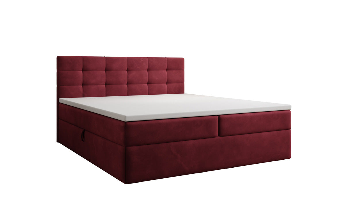 Lux velvet box spring bed with storage