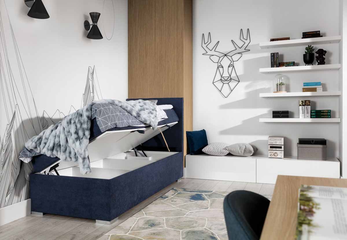 Relio Box Spring Bed 90x200 with Storage