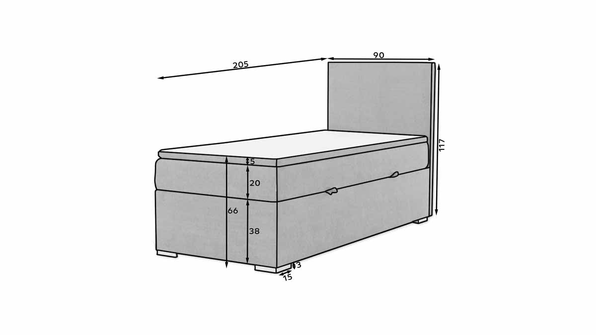Relio Box Spring Bed 90x200 with Storage
