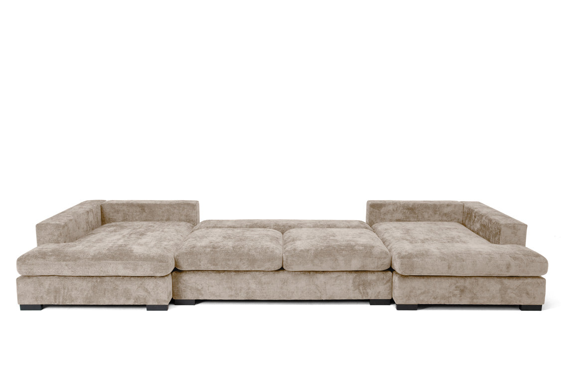 Designer Sofa Selena U mit Schlaffunktion in Strukturstoff