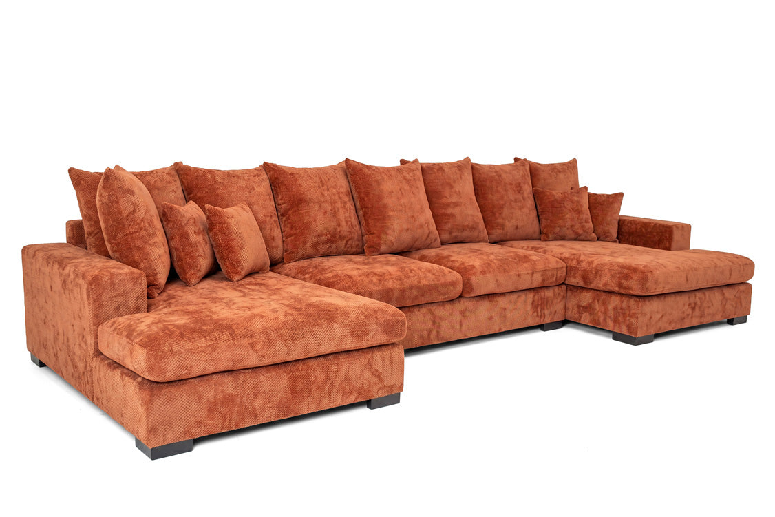 Designer Sofa Selena U mit Schlaffunktion in Strukturstoff