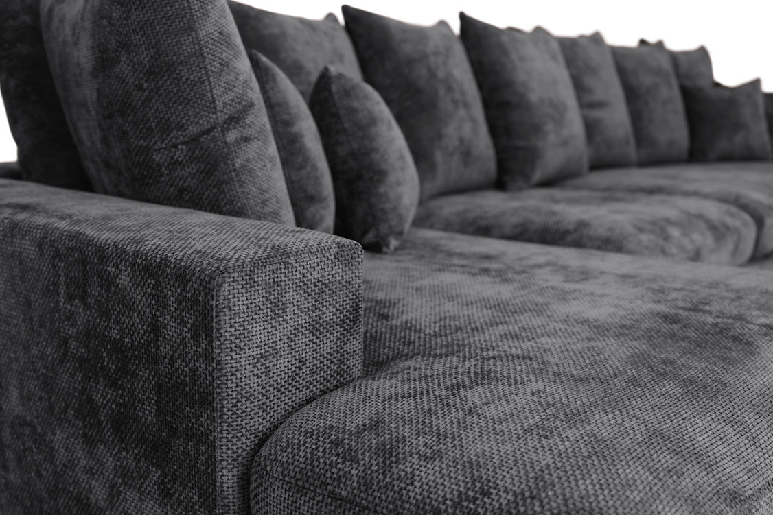 Designer Sofa Selena U mit Schlaffunktion in Strukturstoff