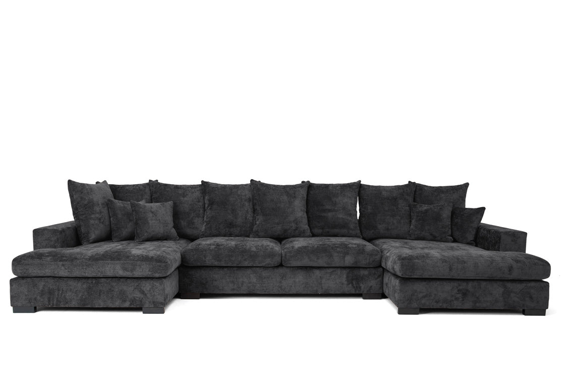Designer Sofa Selena U mit Schlaffunktion in Strukturstoff
