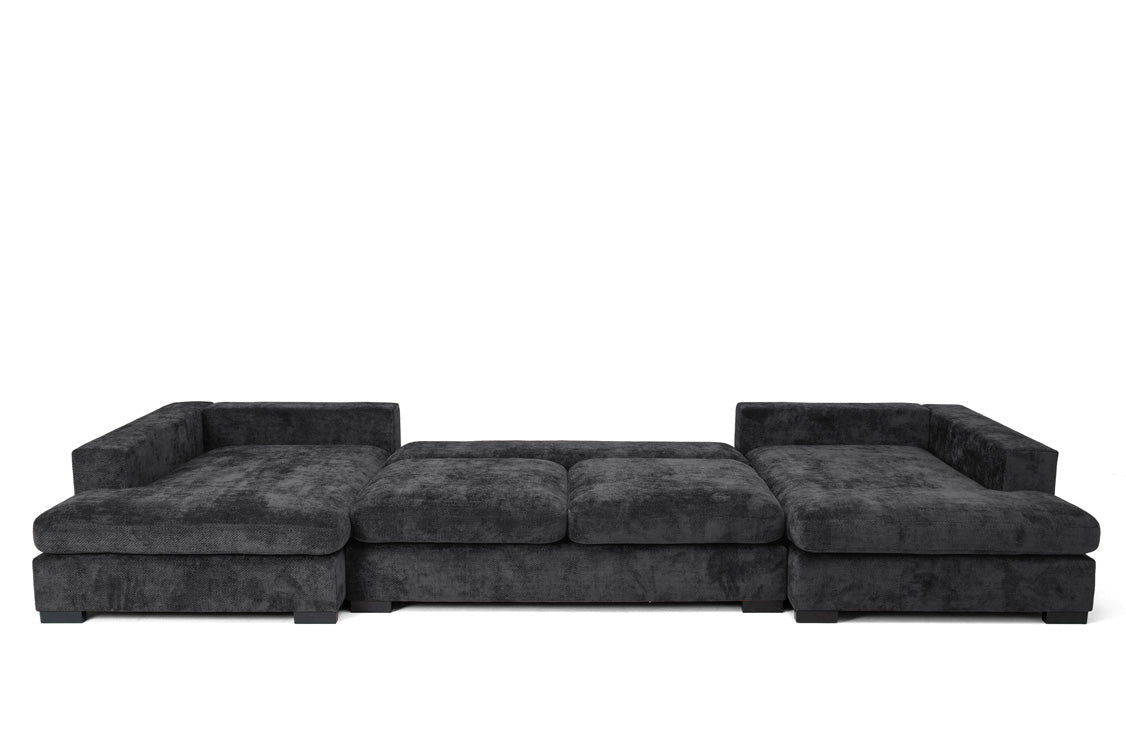 Designer Sofa Selena U mit Schlaffunktion in Strukturstoff
