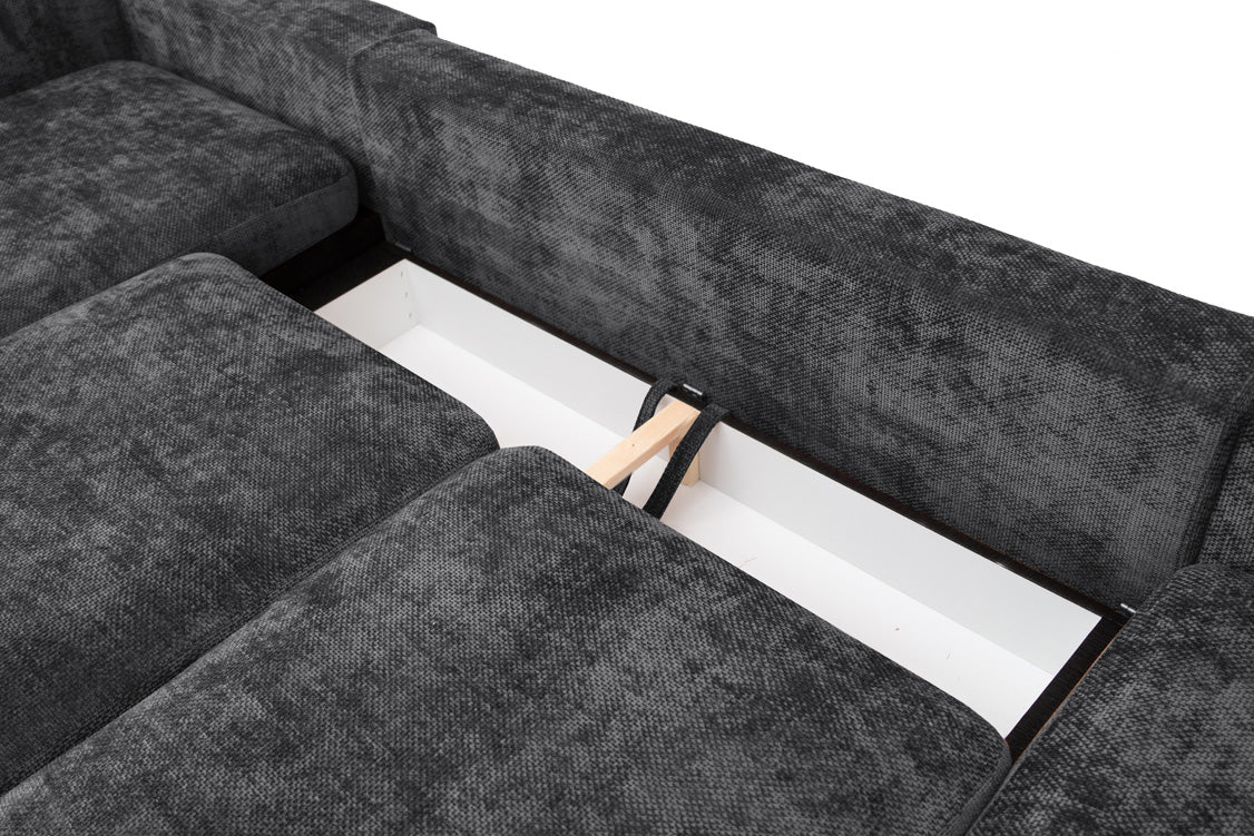 Designer Sofa Selena U mit Schlaffunktion in Strukturstoff