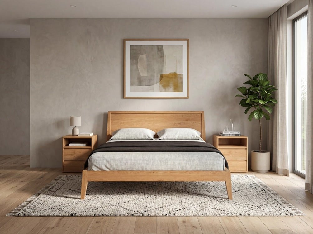 Designer Holzbett Kaja aus massiver Eiche