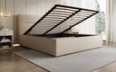 Designer upholstered bed Merry in fabric with storage