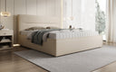 Designer upholstered bed Merry in fabric with storage