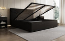 Designer upholstered bed Merry in fabric with storage