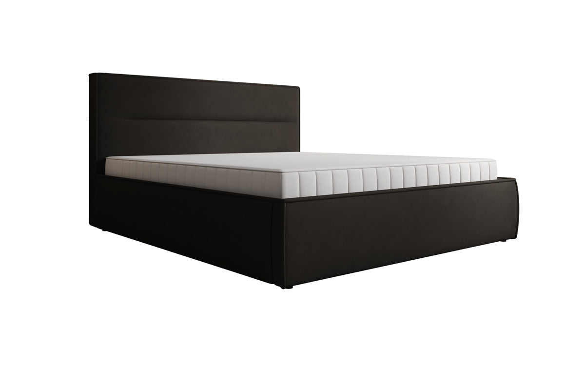 Designer upholstered bed Merry in fabric with storage