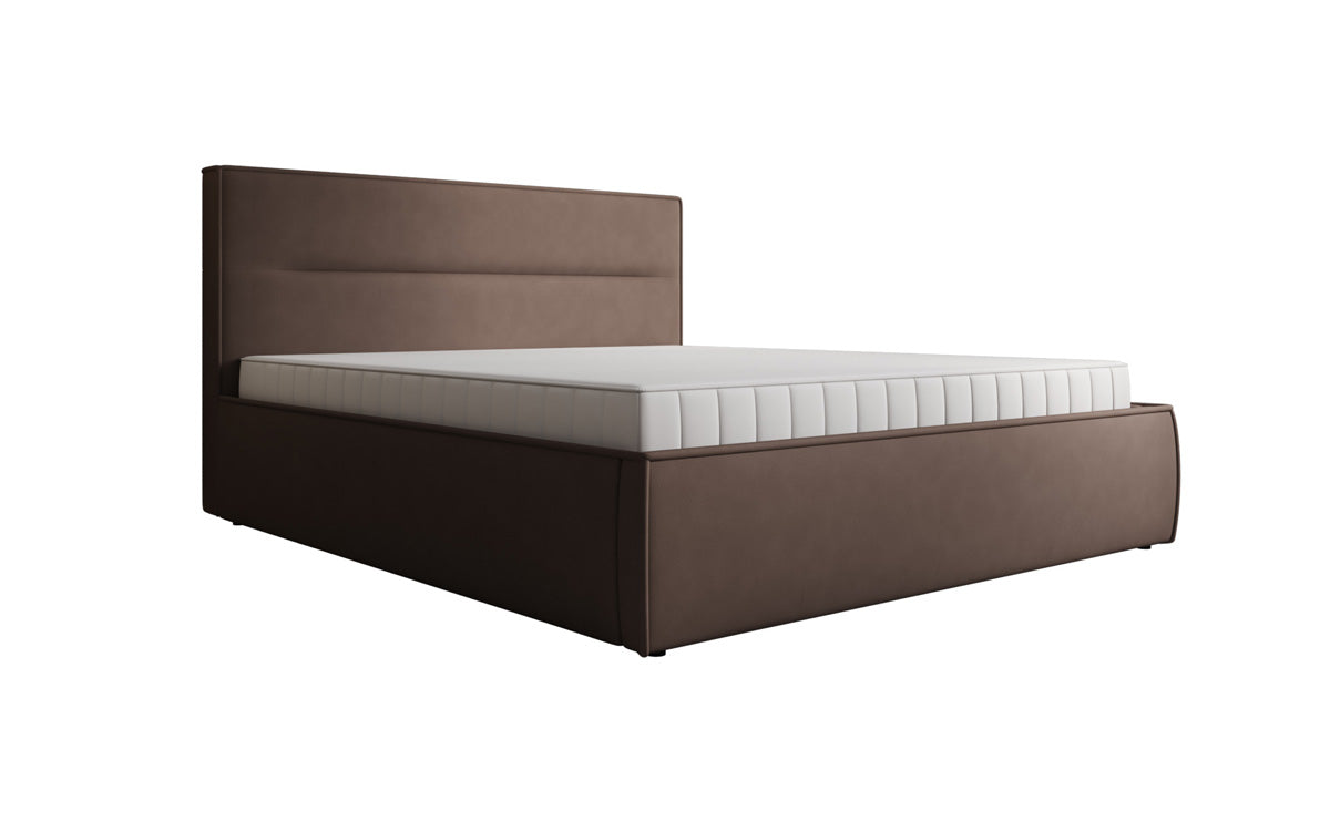 Designer upholstered bed Merry in fabric with storage