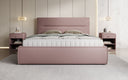 Designer upholstered bed Merry in fabric with storage