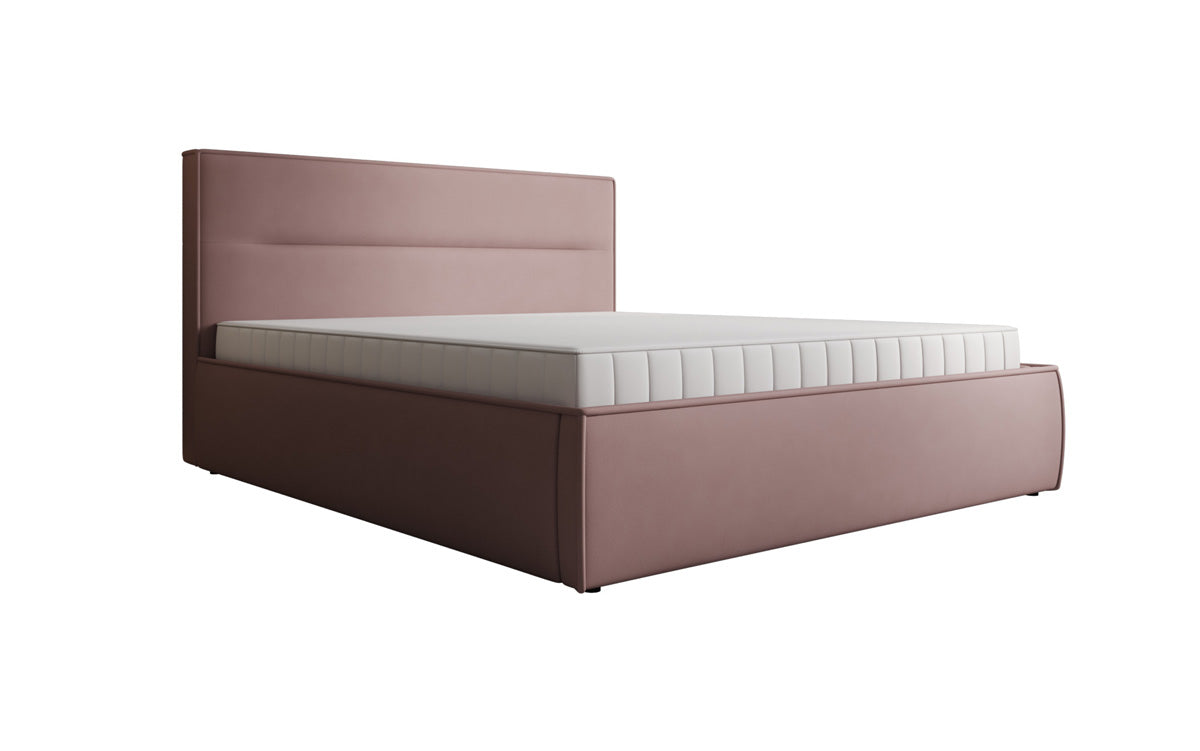 Designer upholstered bed Merry in fabric with storage