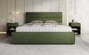 Designer upholstered bed Merry in fabric with storage