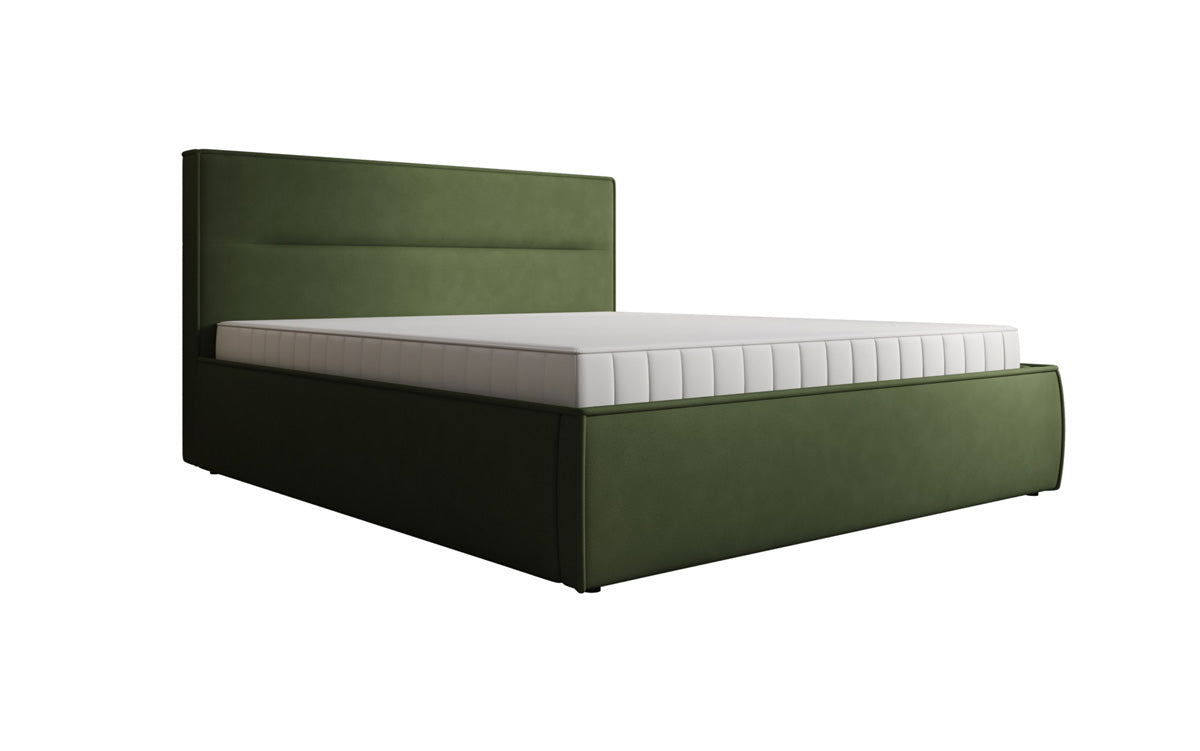 Designer upholstered bed Merry in fabric with storage