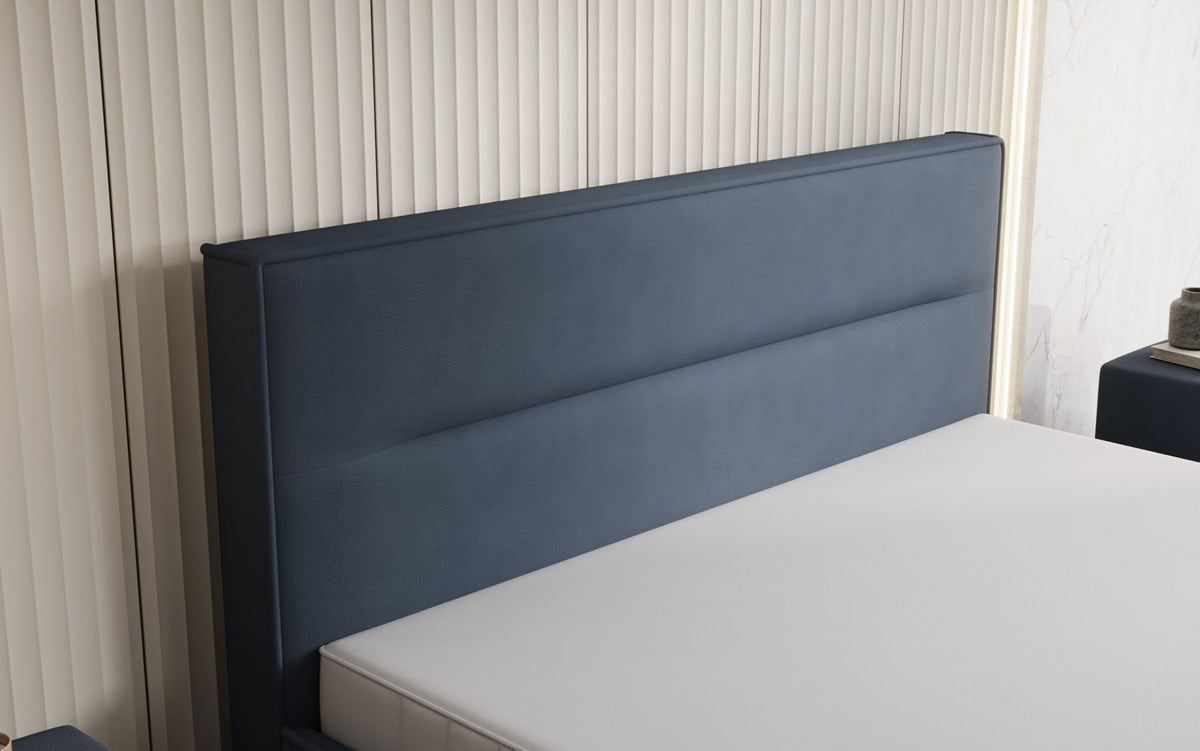 Designer upholstered bed Merry in fabric with storage