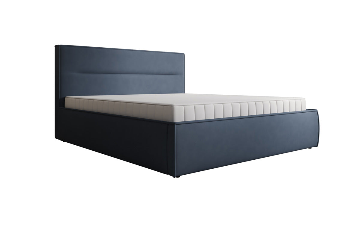 Designer upholstered bed Merry in fabric with storage