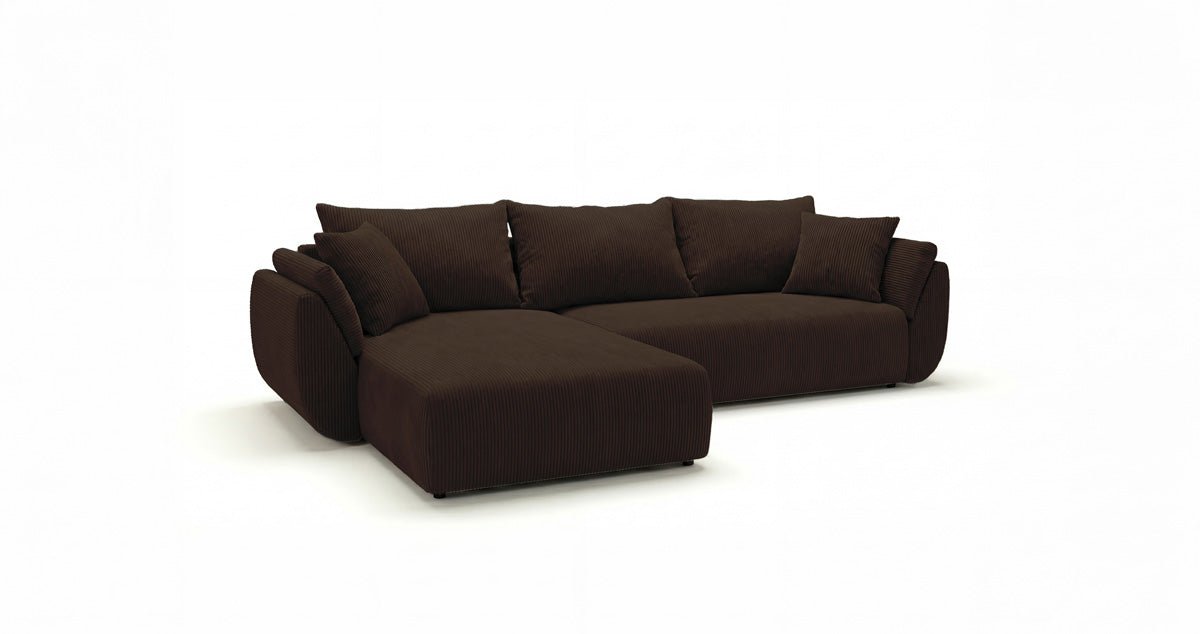 Designer Sofa Lenoa L with Sleeping and Folding Function in Corduroy