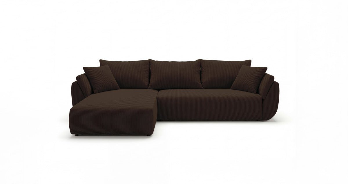 Designer Sofa Lenoa L with Sleeping and Folding Function in Corduroy