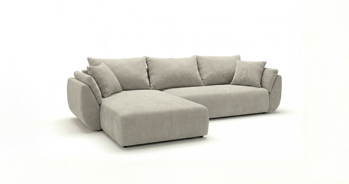 Designer Sofa Lenoa L with Sleeping and Folding Function in Corduroy