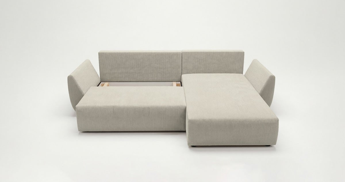 Designer Sofa Lenoa L with Sleeping and Folding Function in Corduroy