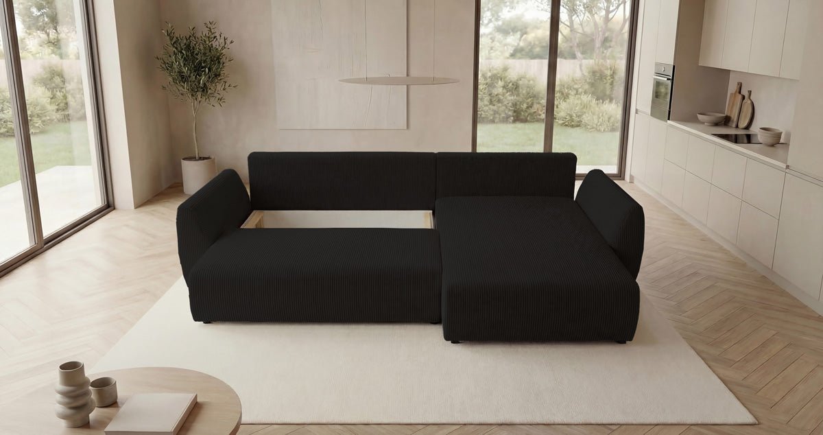 Designer Sofa Lenoa L with Sleeping and Folding Function in Corduroy