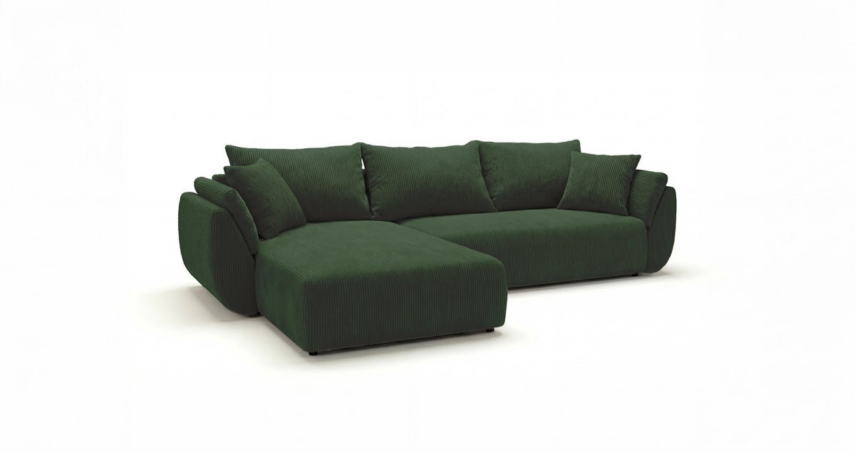 Designer Sofa Lenoa L with Sleeping and Folding Function in Corduroy