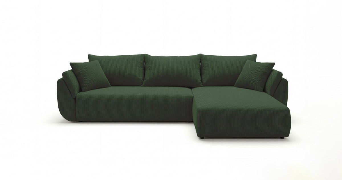 Designer Sofa Lenoa L with Sleeping and Folding Function in Corduroy