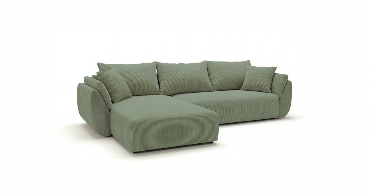 Designer Sofa Lenoa L with Sleeping and Folding Function in Corduroy