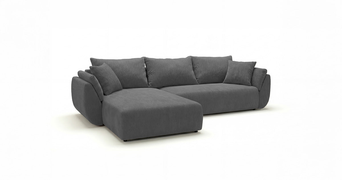 Designer Sofa Lenoa L with Sleeping and Folding Function in Corduroy