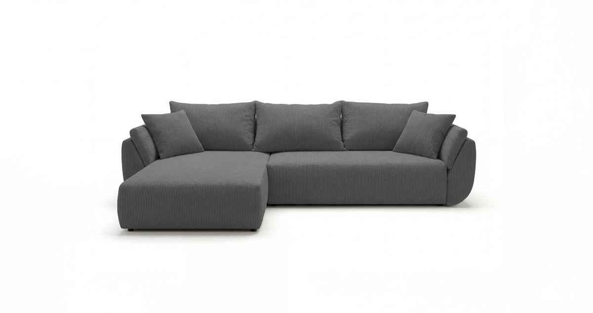 Designer Sofa Lenoa L with Sleeping and Folding Function in Corduroy