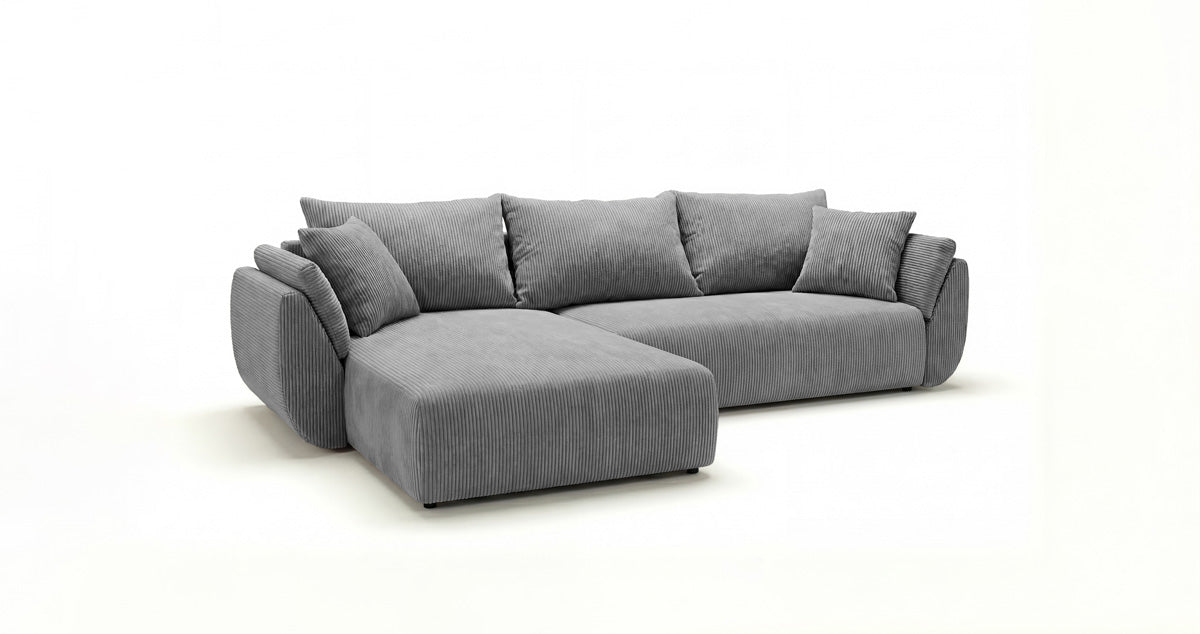 Designer Sofa Lenoa L with Sleeping and Folding Function in Corduroy