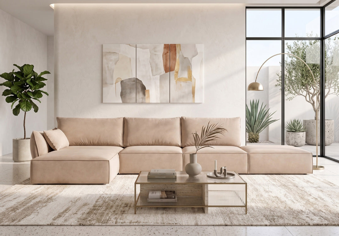 Designer Sofa Nuvola L Open in velvet
