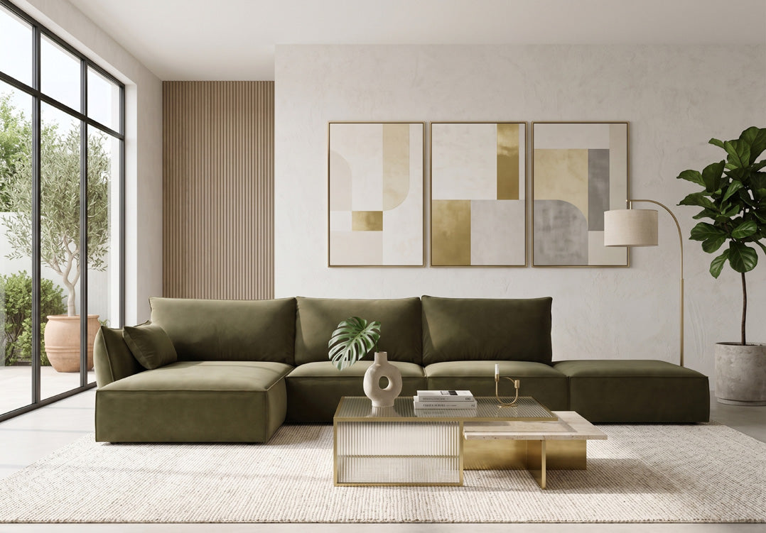 Designer Sofa Nuvola L Open in velvet