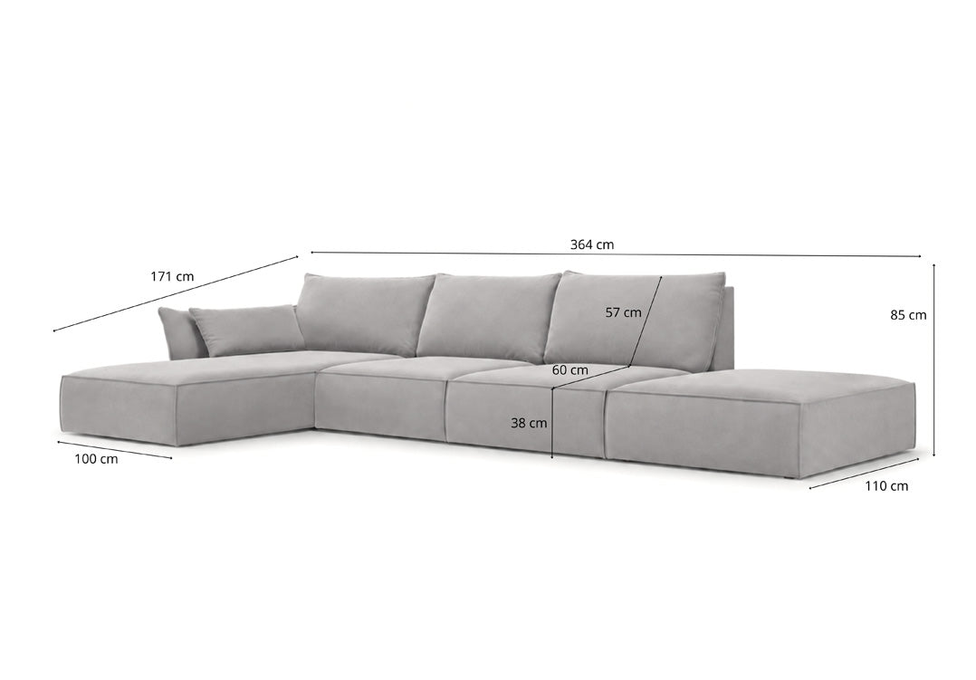Designer Sofa Nuvola L Open in velvet