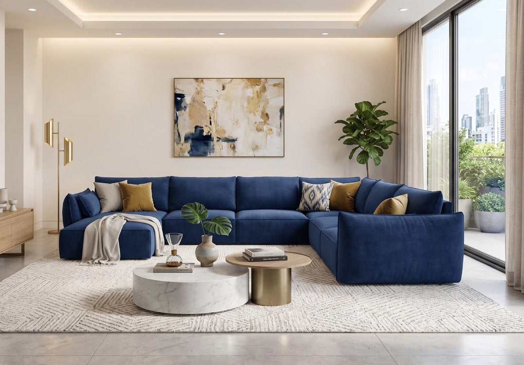 Designer sofa Nuvola U in velvet