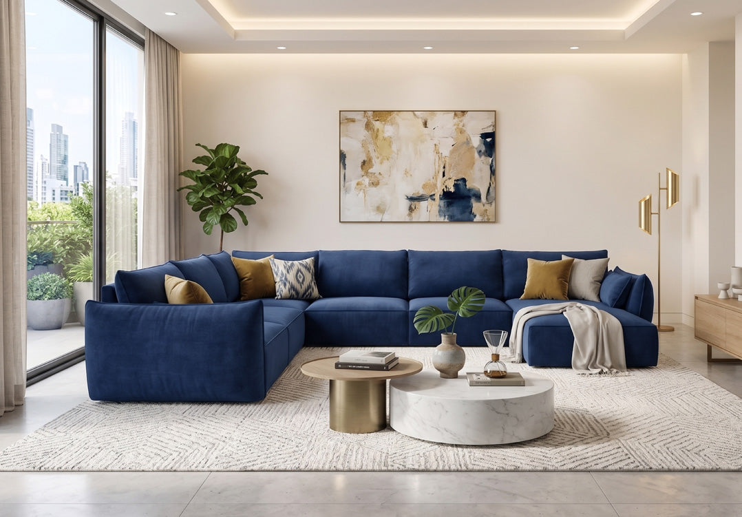 Designer sofa Nuvola U in velvet