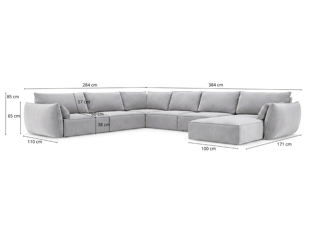 Designer sofa Nuvola U in velvet