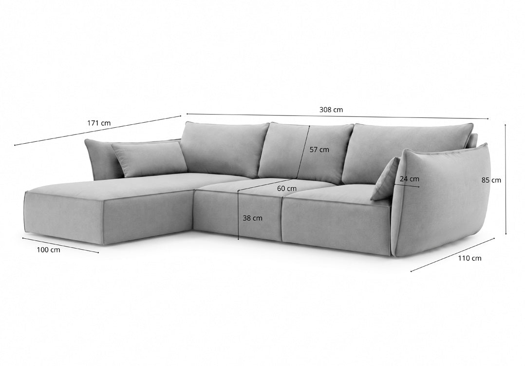 Designer sofa Nuvola L in velvet