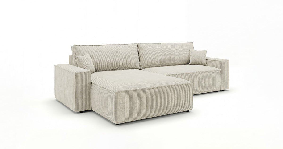 Designer Sofa Vienna with Sleeping and Fold-Out Function in Corduroy