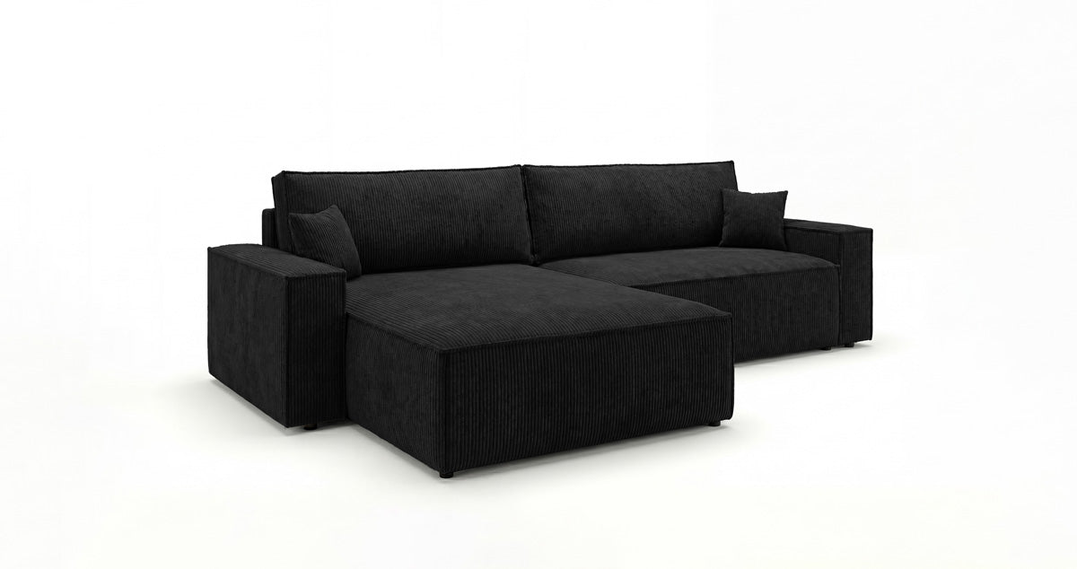 Designer Sofa Vienna with Sleeping and Fold-Out Function in Corduroy