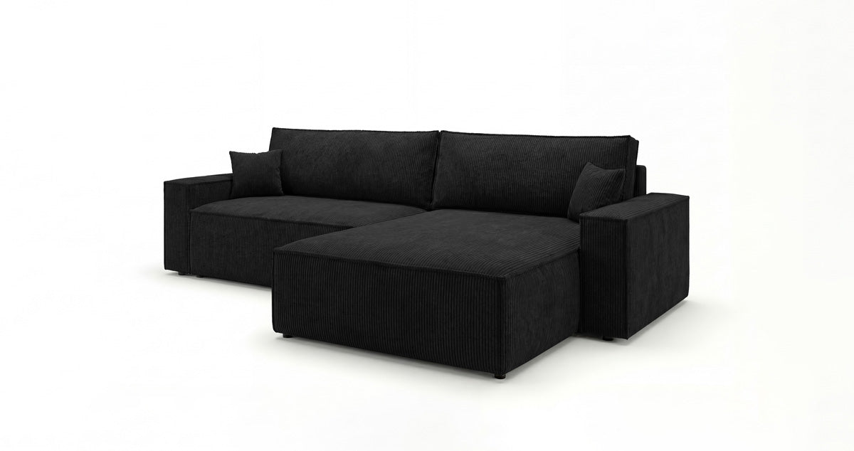 Designer Sofa Vienna with Sleeping and Fold-Out Function in Corduroy