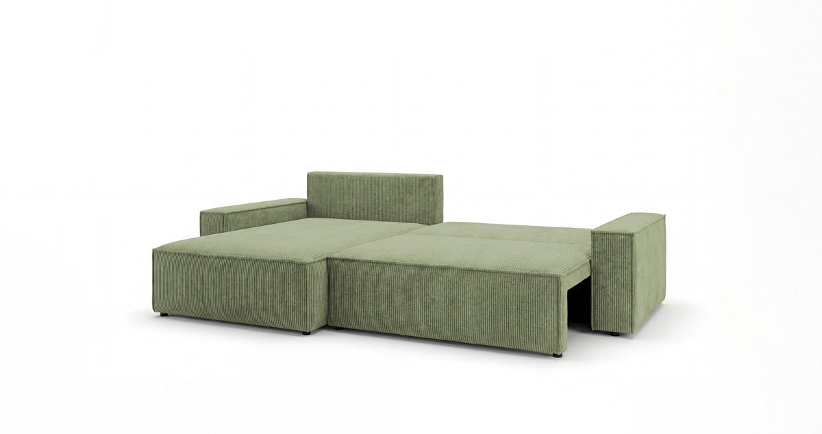 Designer Sofa Vienna with Sleeping and Fold-Out Function in Corduroy