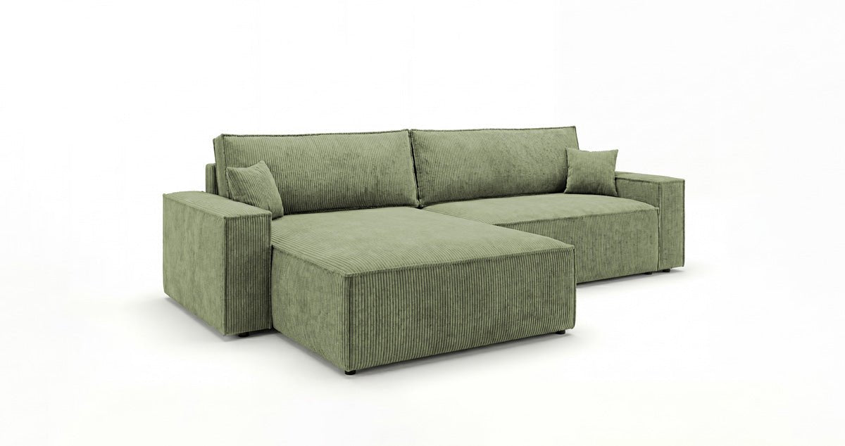 Designer Sofa Vienna with Sleeping and Fold-Out Function in Corduroy
