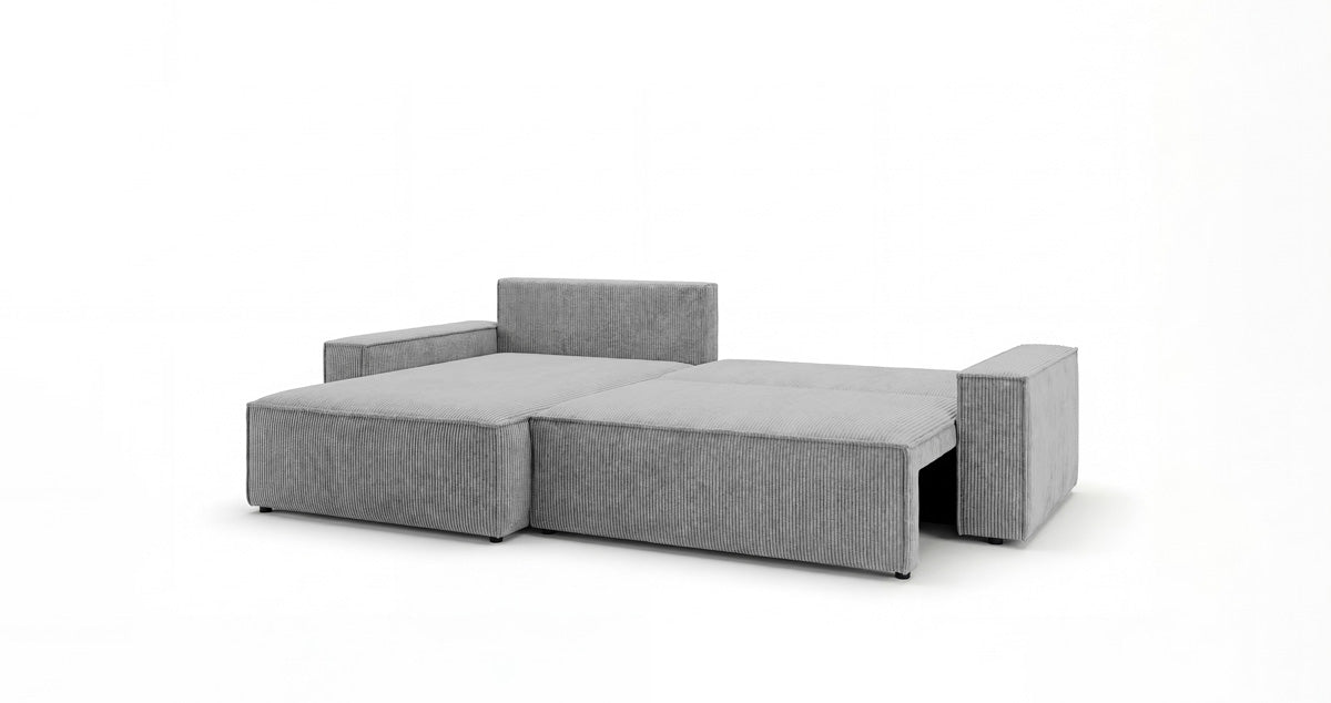 Designer Sofa Vienna with Sleeping and Fold-Out Function in Corduroy