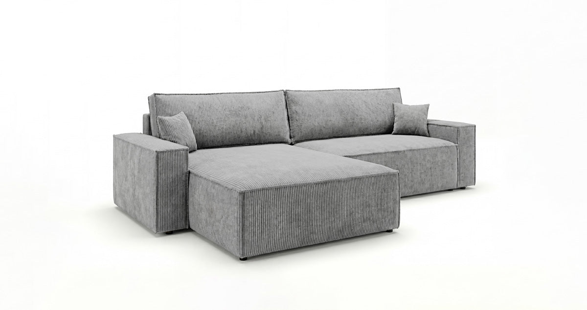 Designer Sofa Vienna with Sleeping and Fold-Out Function in Corduroy