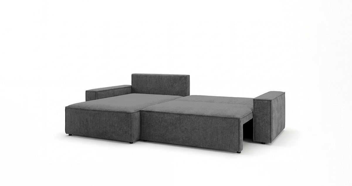 Designer Sofa Vienna with Sleeping and Fold-Out Function in Corduroy