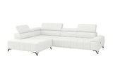 Designer Ecksofa Volo in Chenille Weiß, Ottomane links
