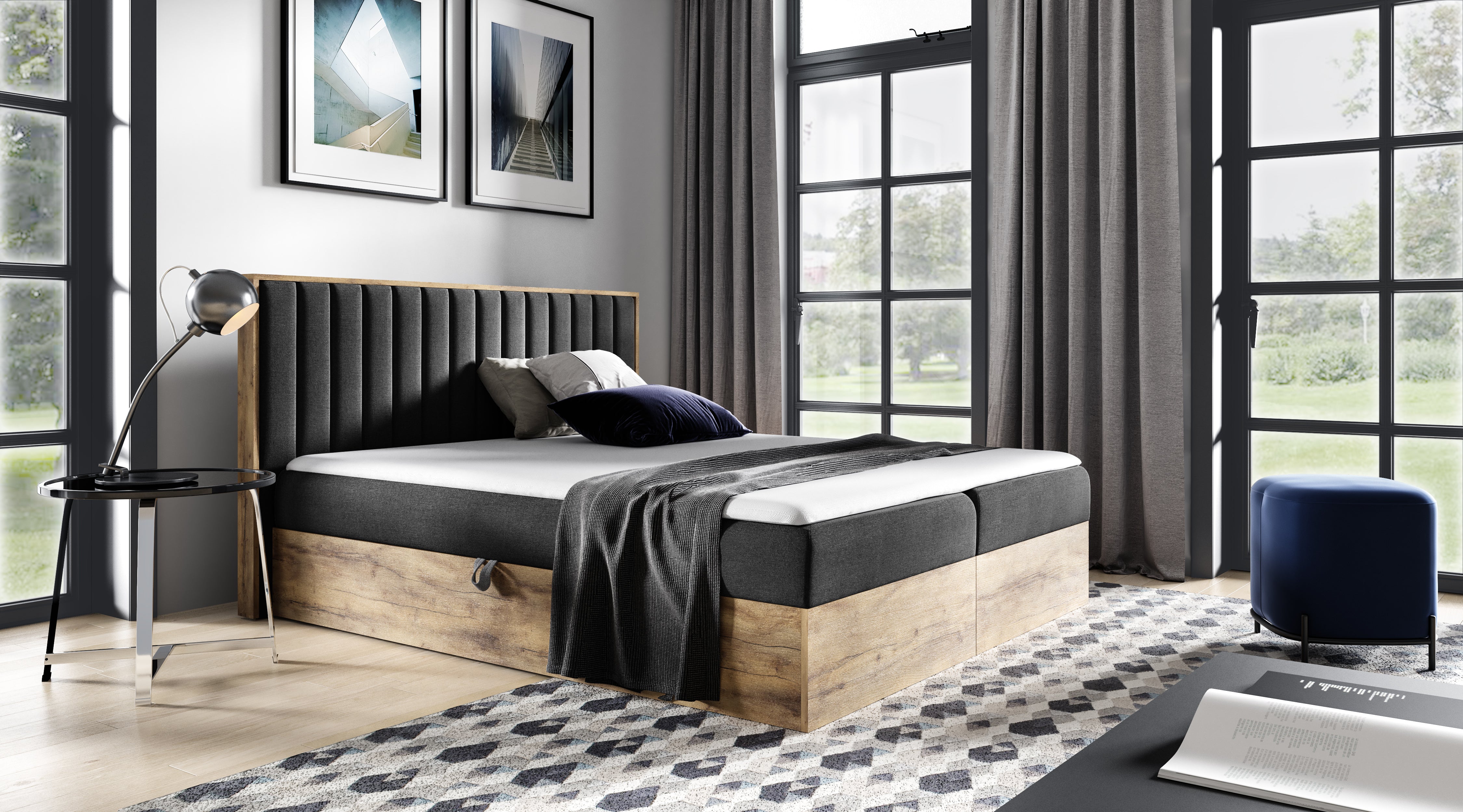 Designer Wooden Bed Jonah with Storage