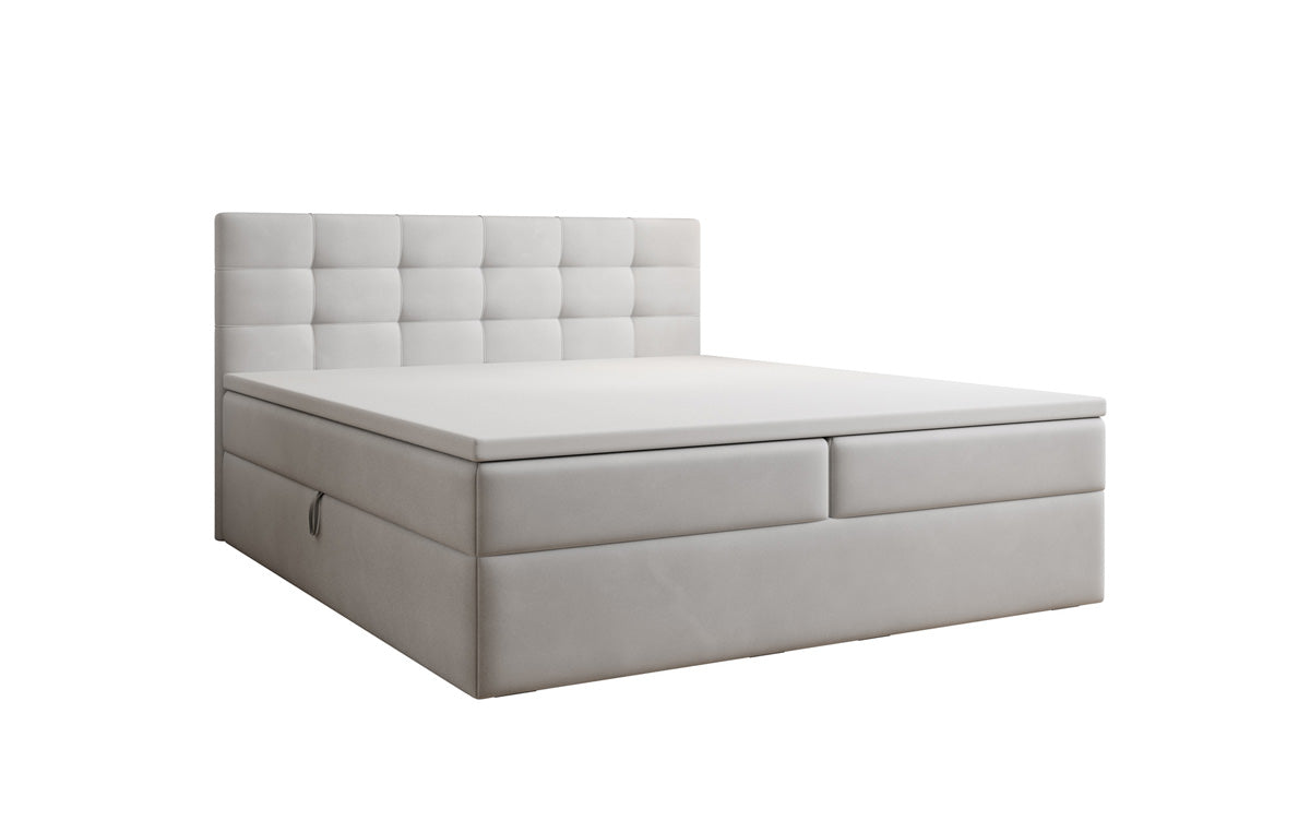 Lux velvet box spring bed with storage